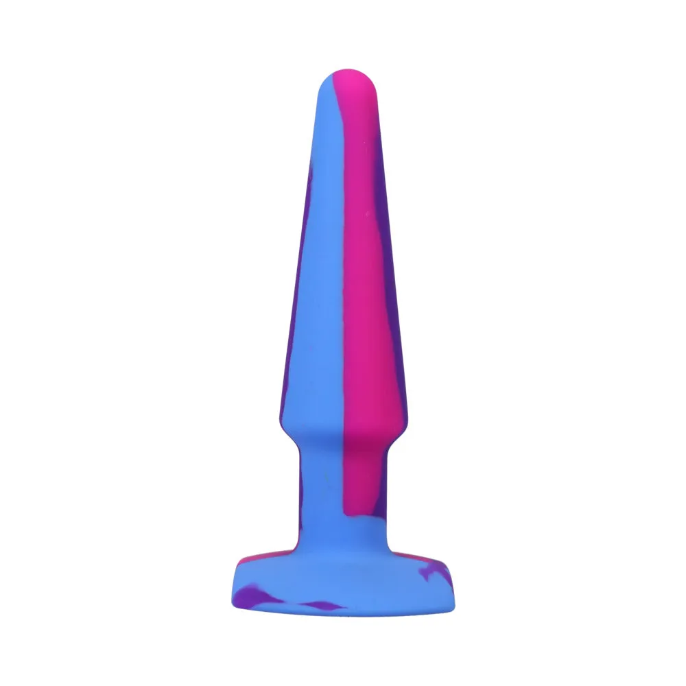 A-Play Groovy Silicone Anal Plug 5 in. Multi-Colored, Pink