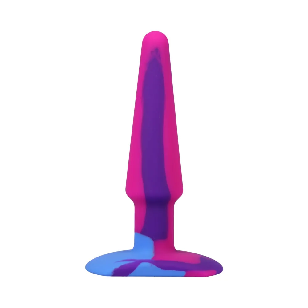 A-Play Groovy Silicone Anal Plug 5 in. Multi-Colored, Pink