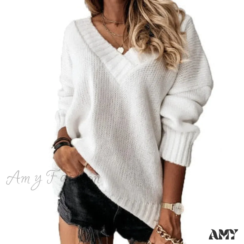 Amy Fashion - Elegant Loose Thick Long Sleeve Female Sweaters