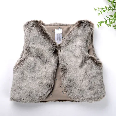 Baby Girl Vest Sleeveless Faux Fur Winter