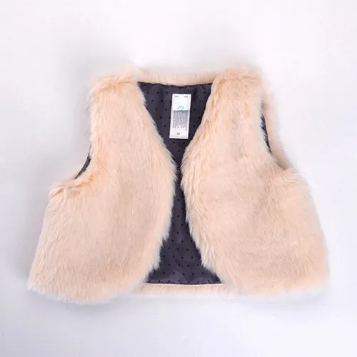 Baby Girl Vest Sleeveless Faux Fur Winter