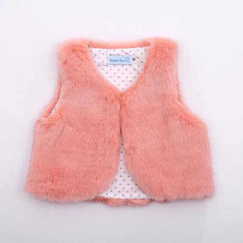 Baby Girl Vest Sleeveless Faux Fur Winter