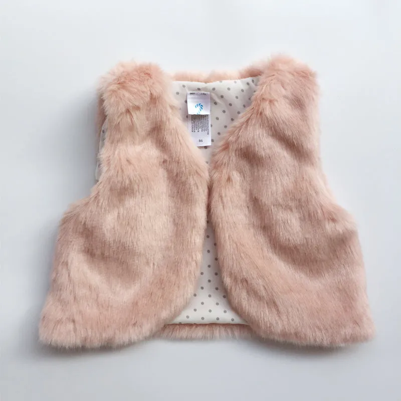 Baby Girl Vest Sleeveless Faux Fur Winter