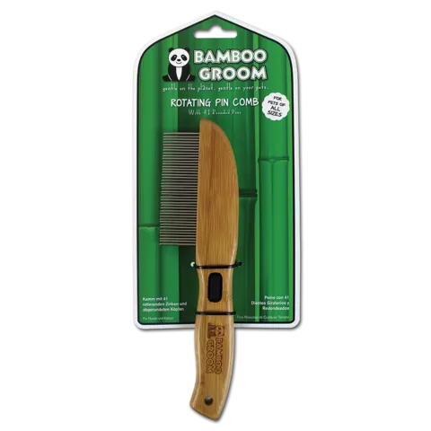 Bamboo Groom Rotating Pin Comb with 41 Rounded Pins