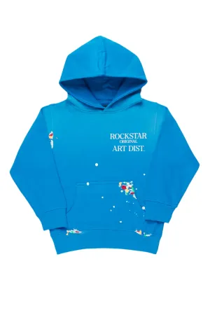 Boys Rockstar Art Dist. Blue Graphic Hoodie