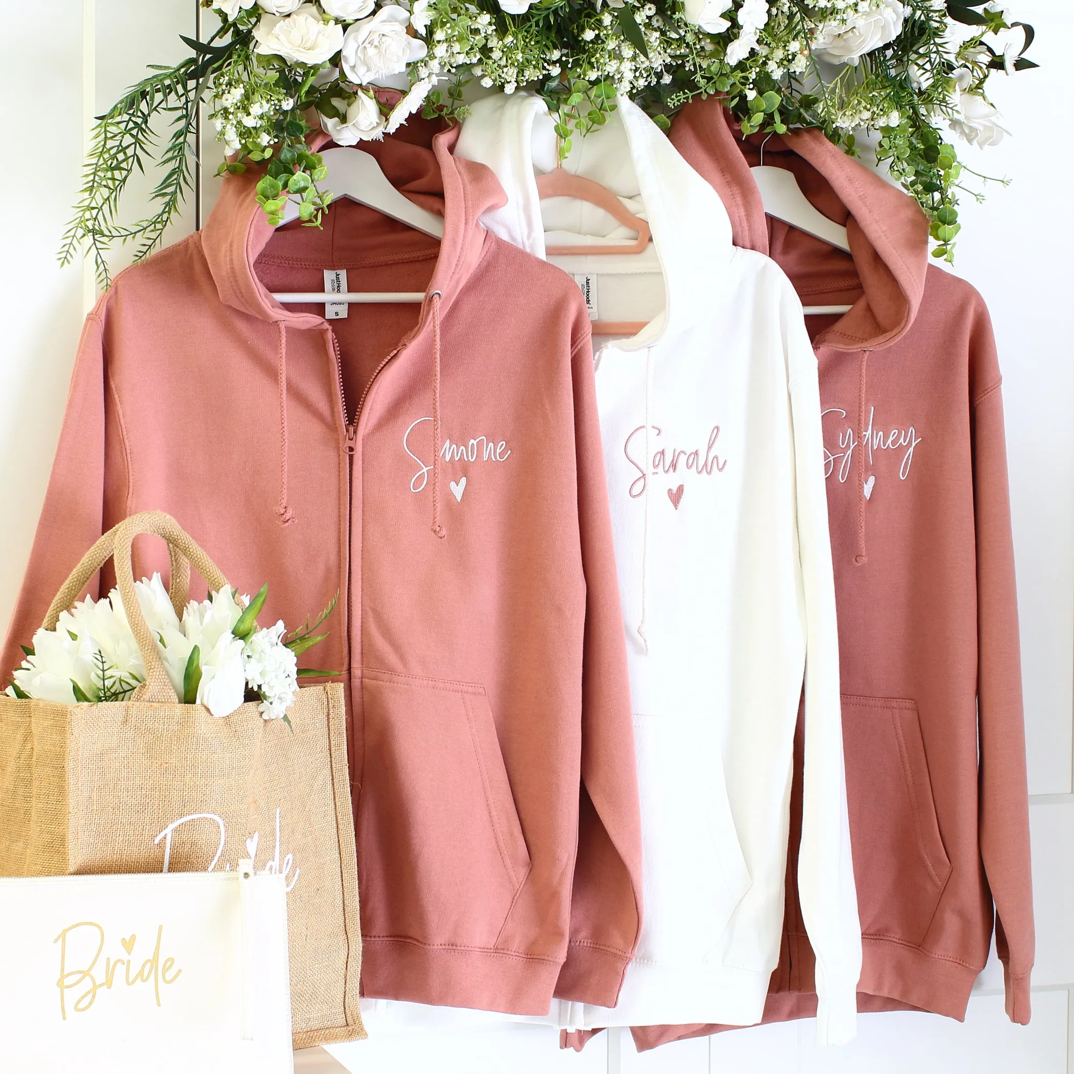 Bridal Zipped Hoodies - Dusty pink