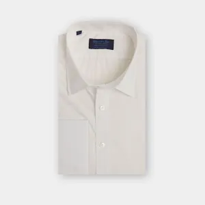 Contemporary Fit, Classic Collar, Two Button Cuff White on White With Cross Pattern Cotton