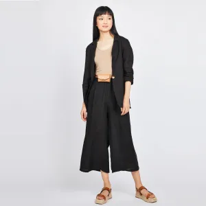 Cropped Linen Pant (Black)