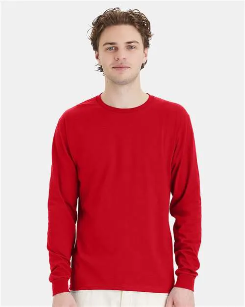 Custom Embroidered - Hanes - Essential-T Long Sleeve T-Shirt - Athletic Red - 5286