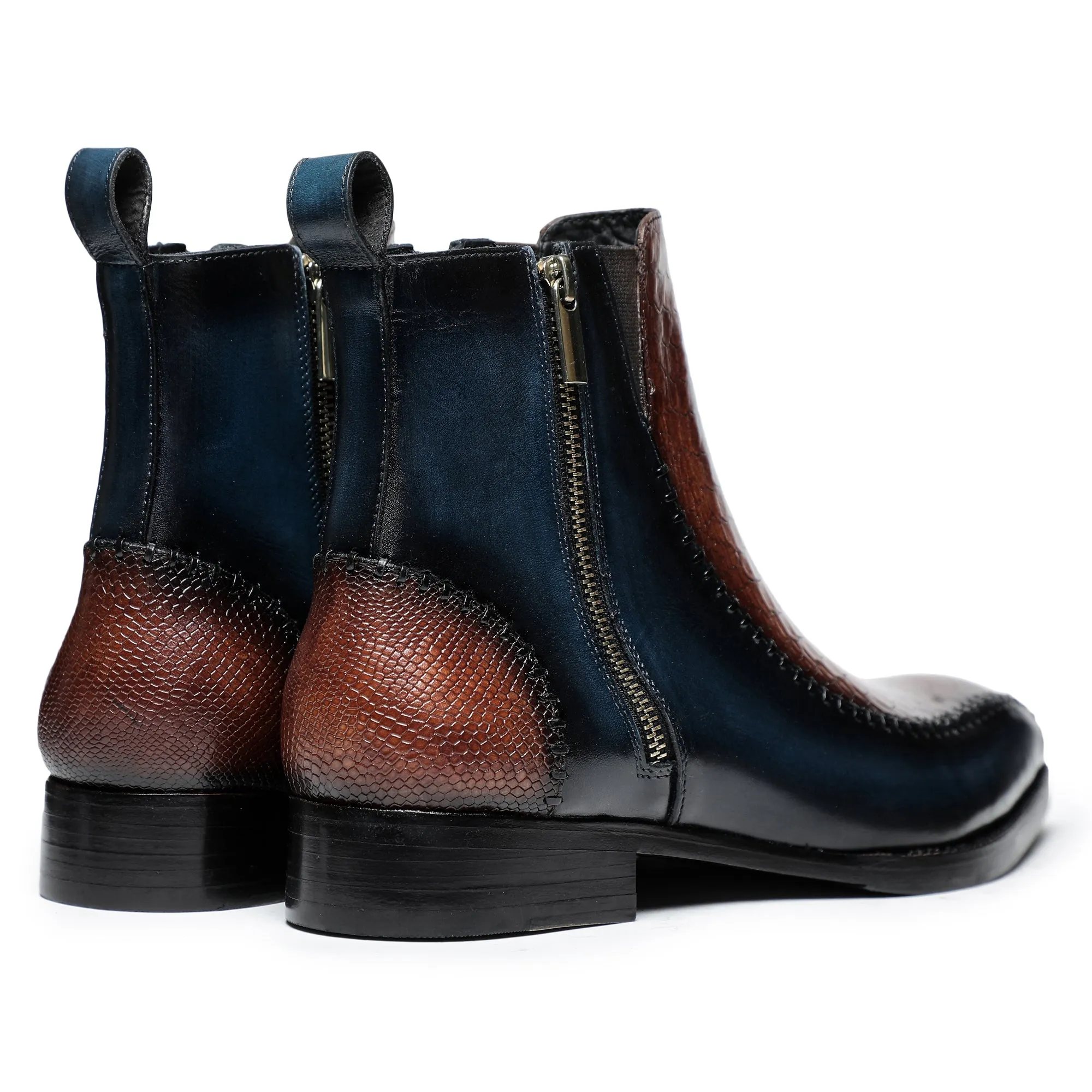 Driver Zipper Boots - Brown & Blue