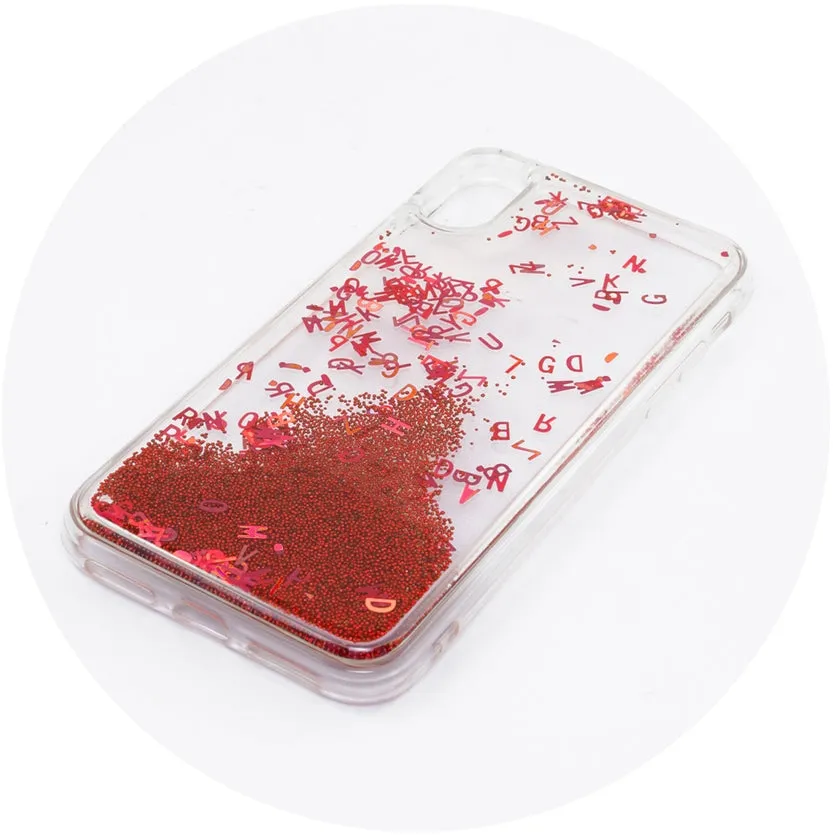 iPhone 8 Liquid Letters Glitter Cover - Red