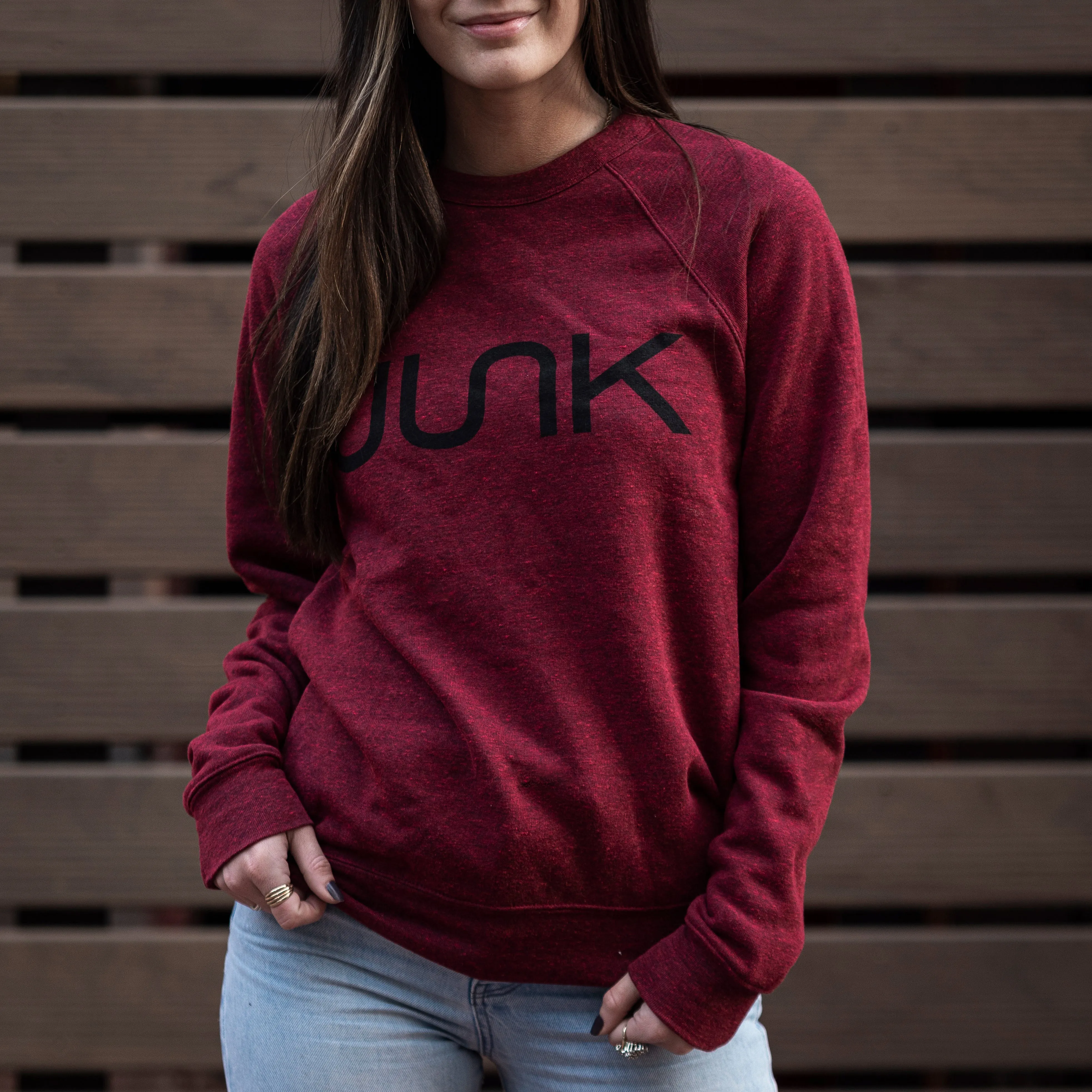 JUNK Heathered Cardinal Crew Sweatshirt