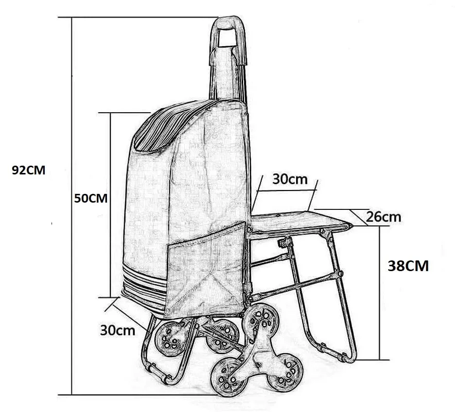 KriShyam® Shopping Cart Shopping Carry Shopping Trolley, Removable Bag, Folding Shopping Cart with Wheels Large and Lightweight Shopping Trolley