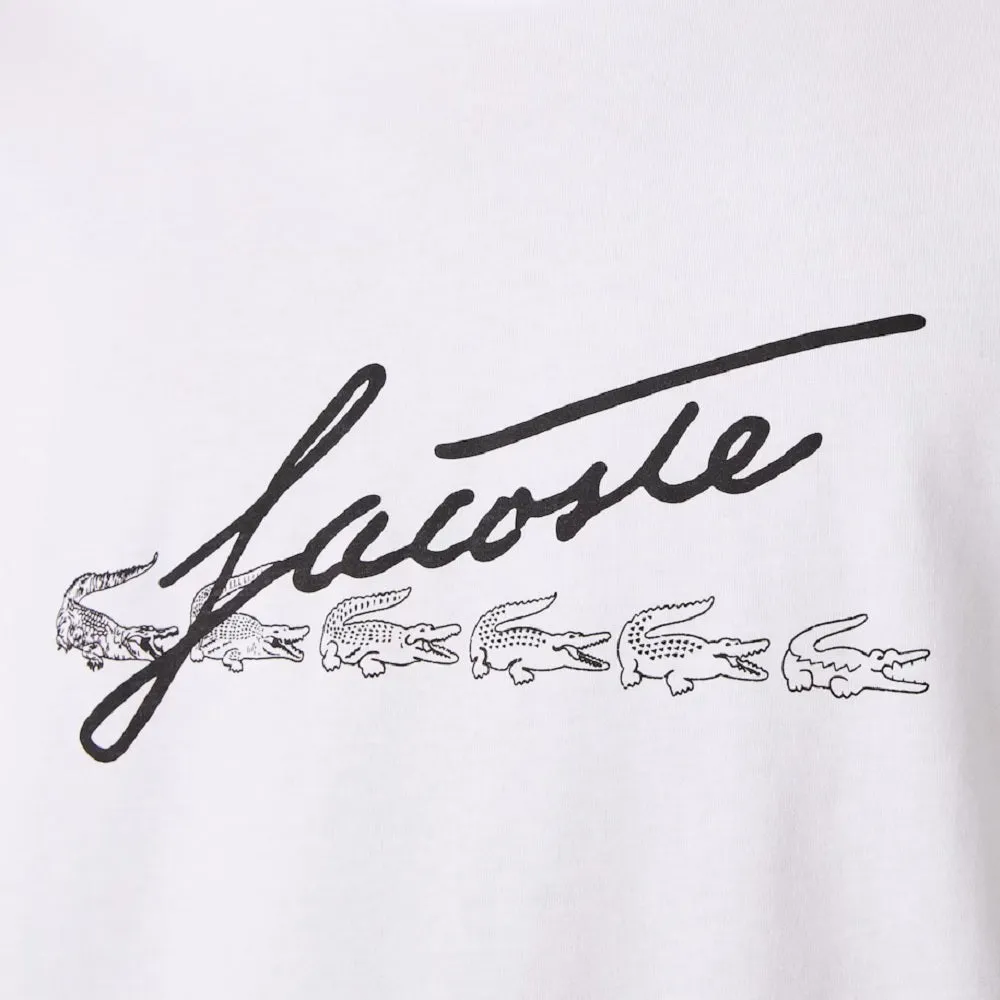 Lacoste Men's Signature And Crocodile Print Crew Neck Cotton T-Shirt