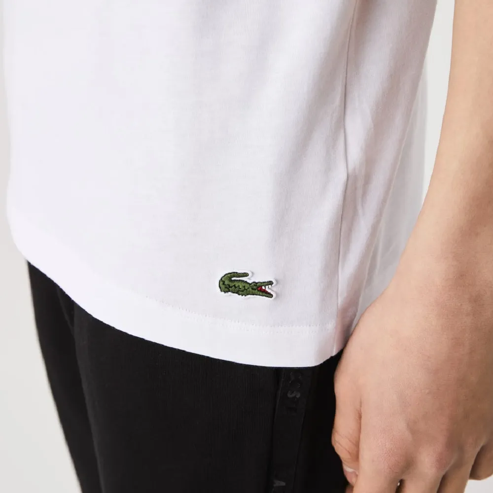 Lacoste Men's Signature And Crocodile Print Crew Neck Cotton T-Shirt