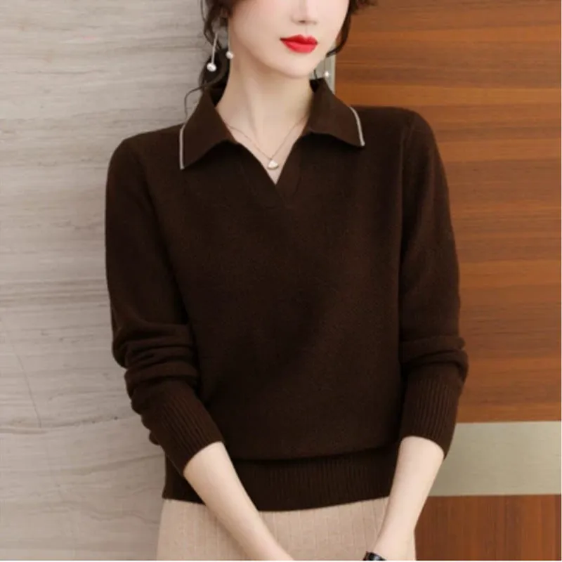 Leisure Loose Lapels Elegant Knitwear