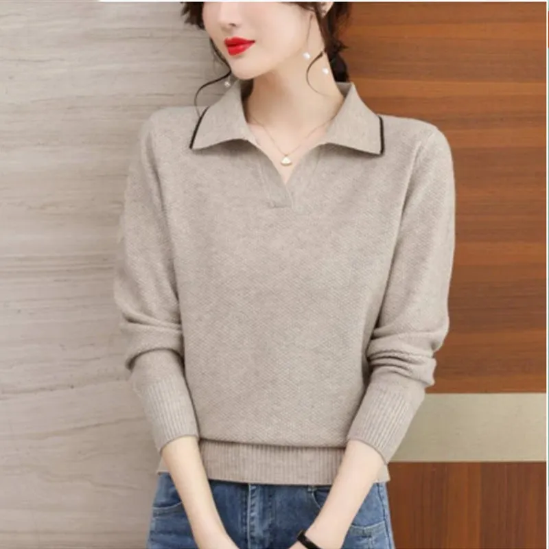 Leisure Loose Lapels Elegant Knitwear