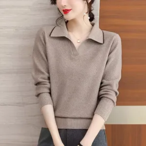 Leisure Loose Lapels Elegant Knitwear