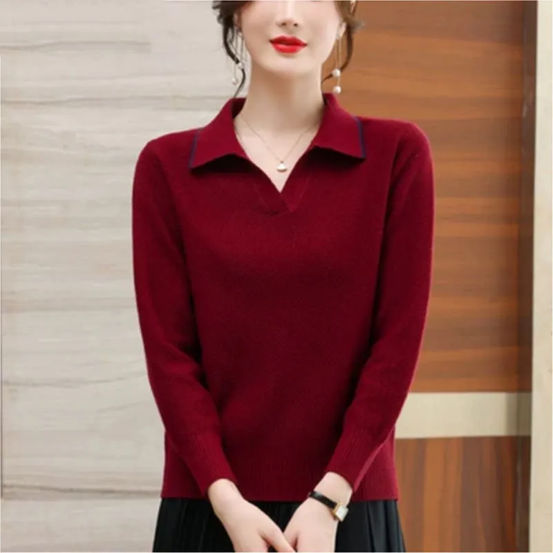 Leisure Loose Lapels Elegant Knitwear