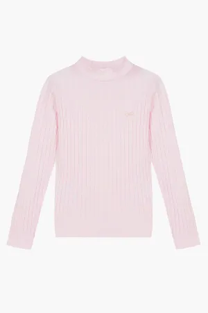 Lili Gaufrette Mock Neck Girls Shirt - Pink