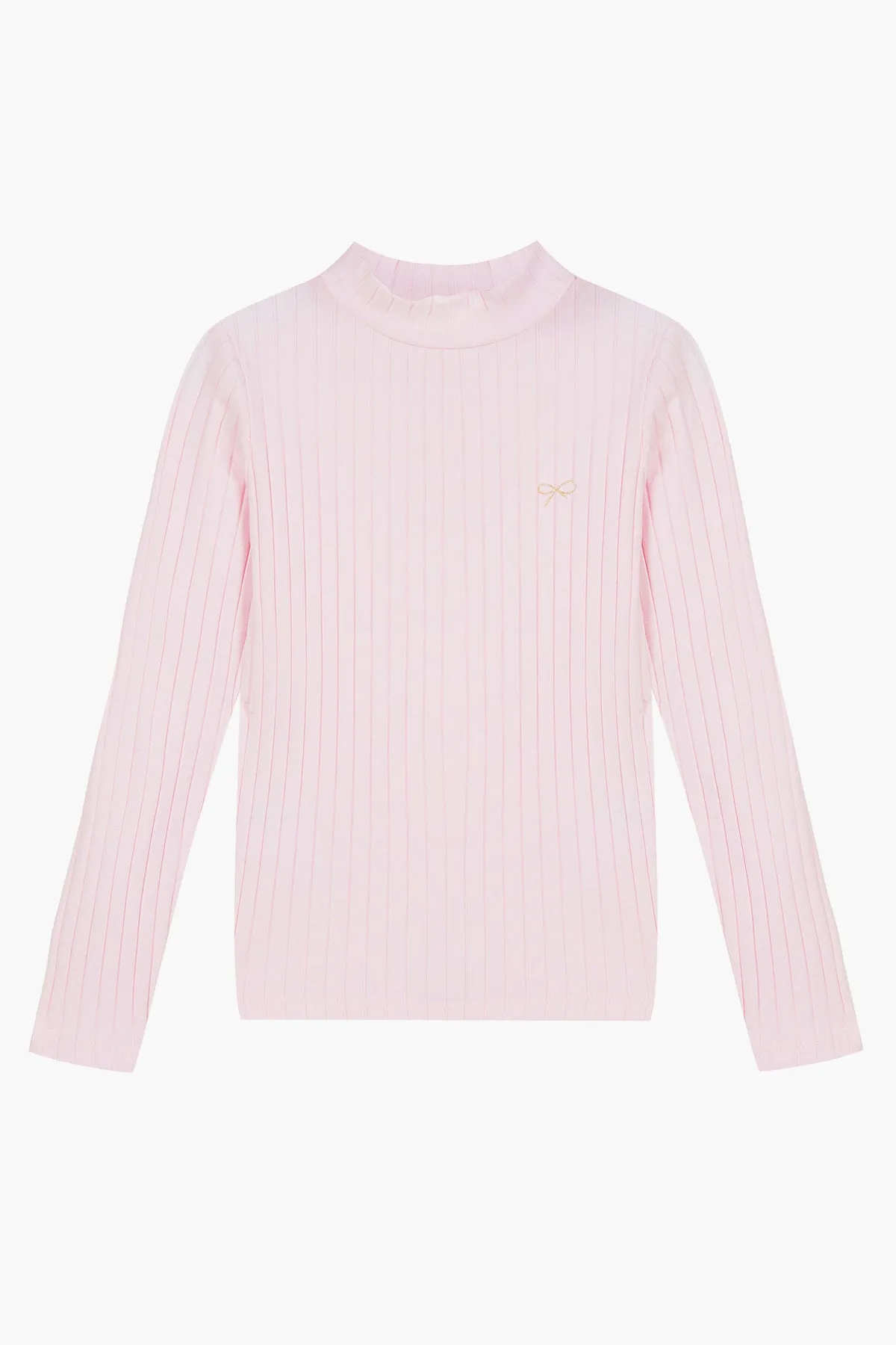 Lili Gaufrette Mock Neck Girls Shirt - Pink