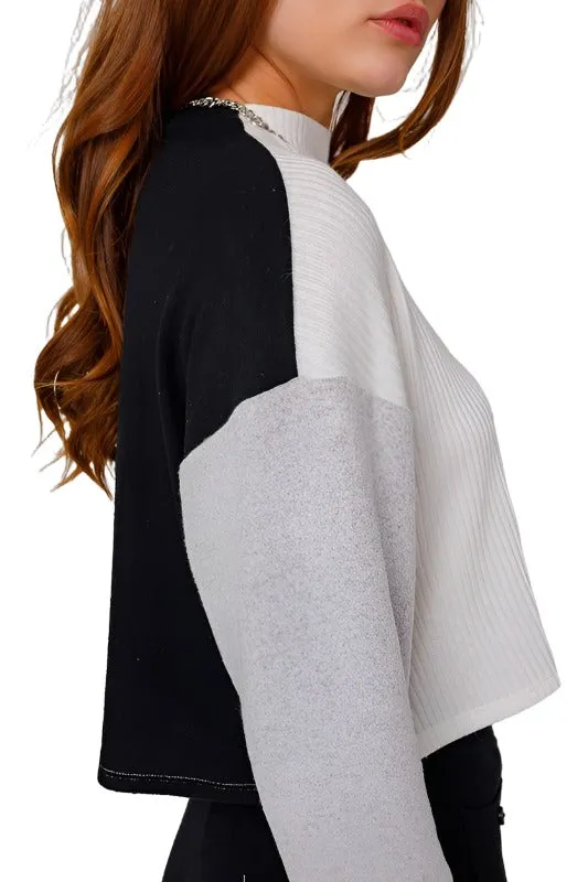 Long Sleeve Contrast Top