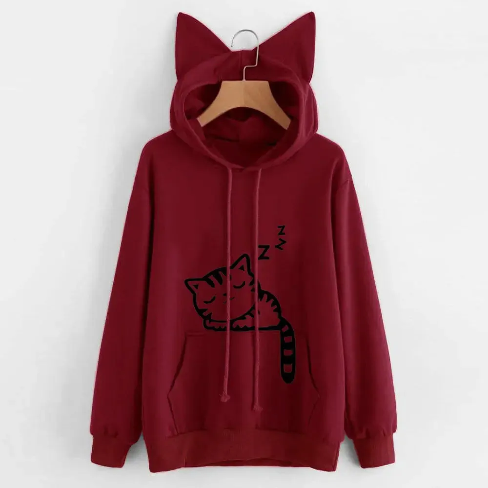 MALKEBE Women elegant temperament solid color loose fleece sweatshirt