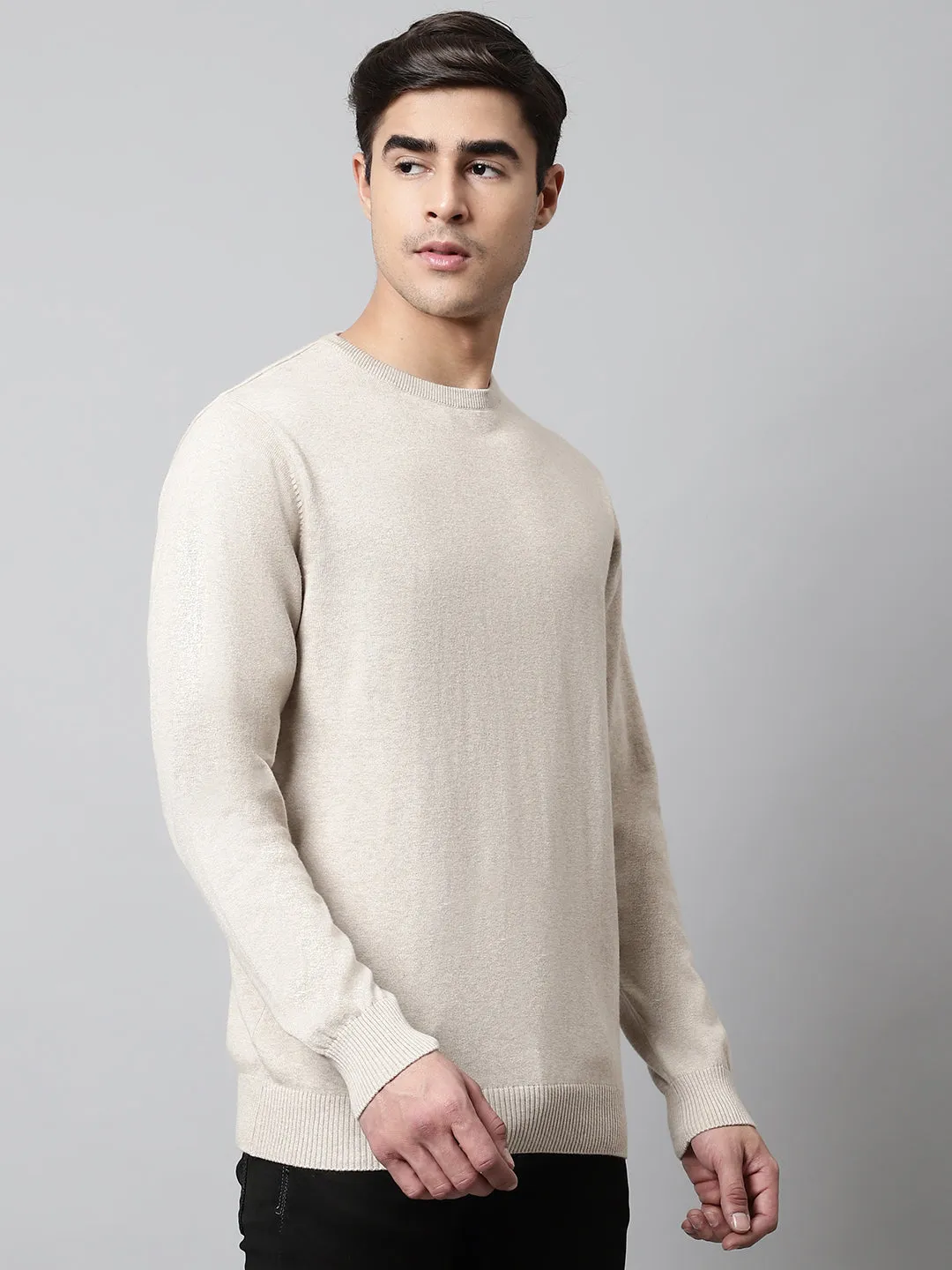 Mens Ecru Melange Sweater