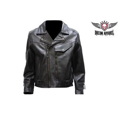 MEN'S MOTORCYCLE COW HIDE LEATHER JACKET WITH PISTOL PETE GUN POCKET WITH BRAID