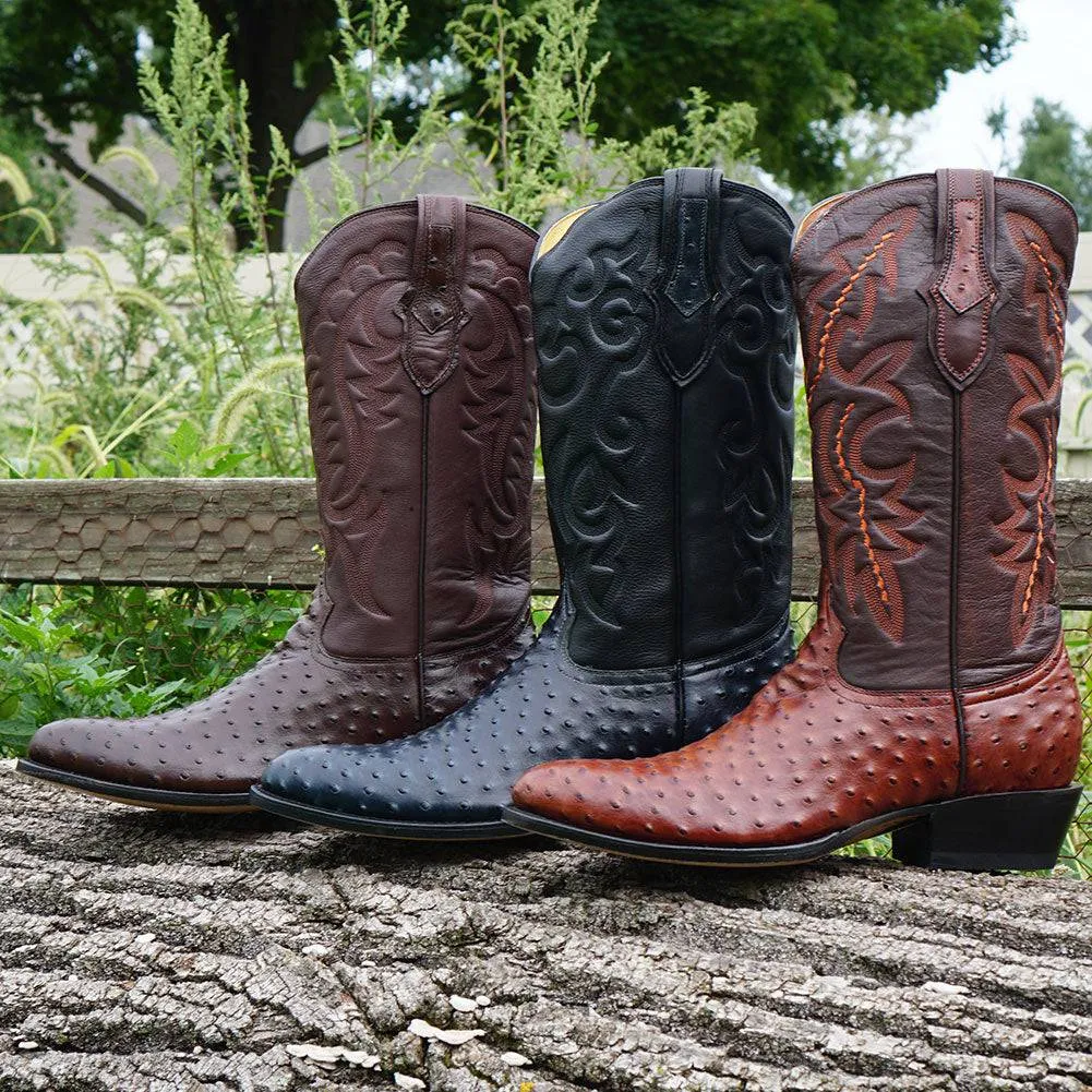 Men's Ostrich Print Cowboy Boots (H7002)