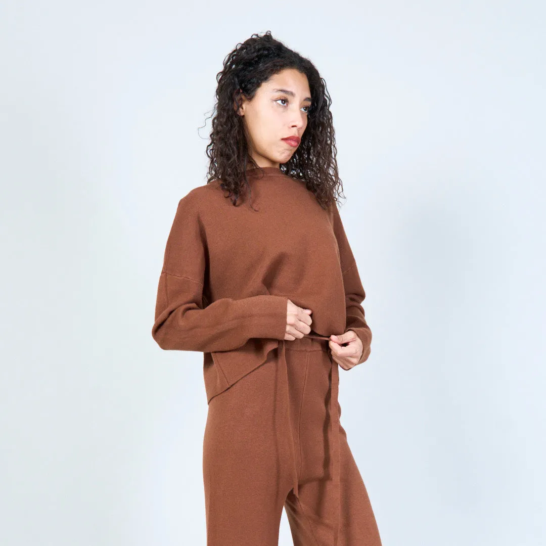 Minimalist knit sweater and wide-leg pants set wholesale