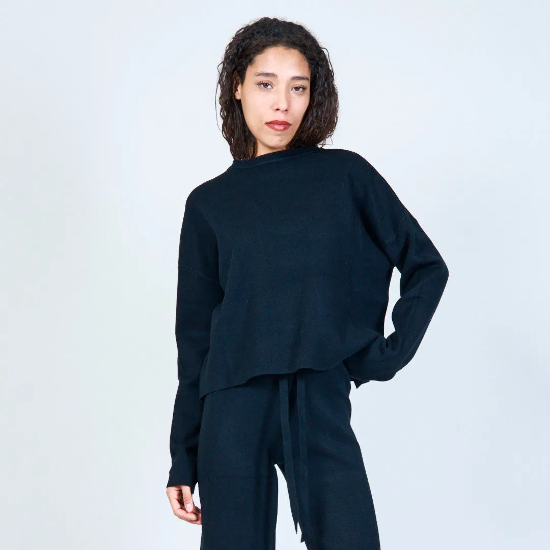 Minimalist knit sweater and wide-leg pants set wholesale