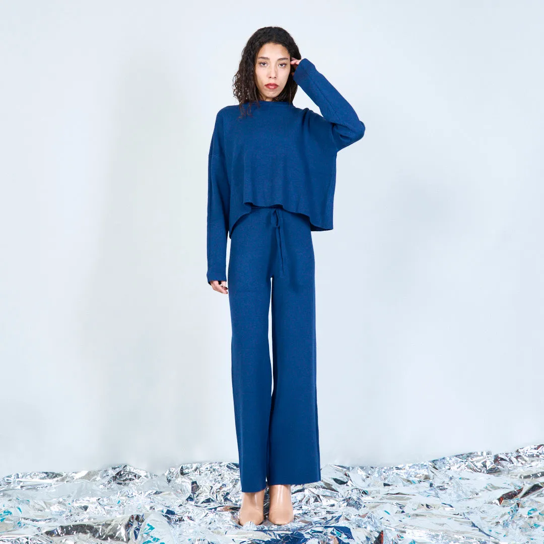 Minimalist knit sweater and wide-leg pants set wholesale