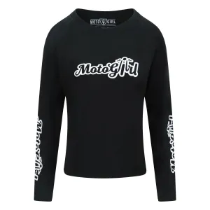 MotoGirl Classic Ladies Long Sleeves T-Shirt Black