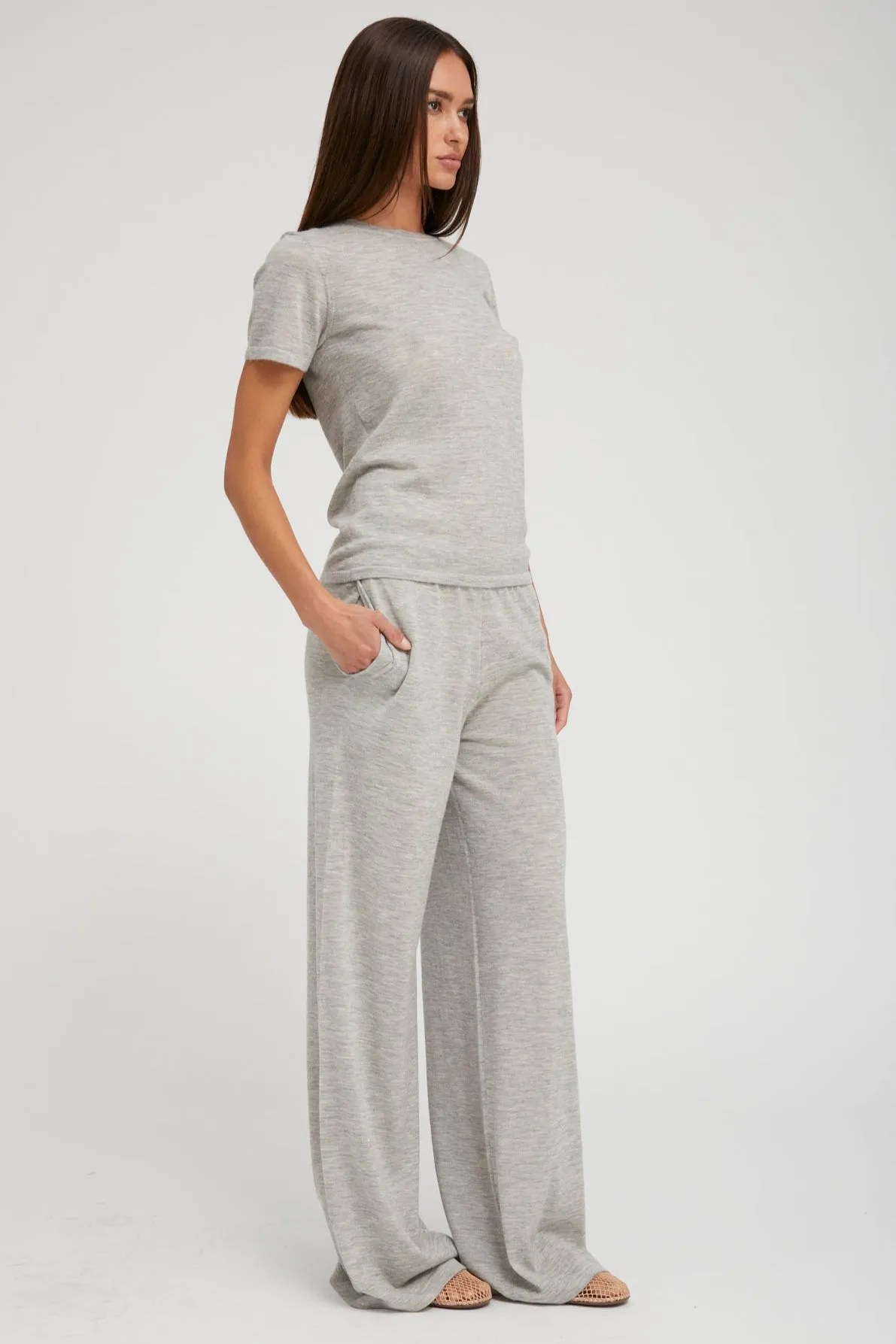 Oxford Ultra Fine Cashmere Wide Leg Pants