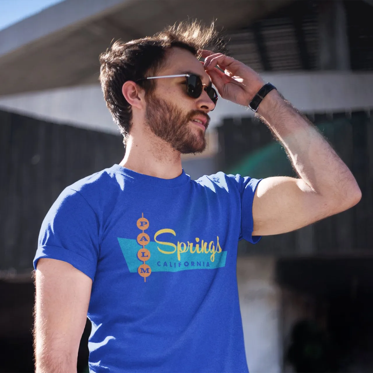 Palm Springs Retro Diner Design Unisex T-shirt - Royal Blue