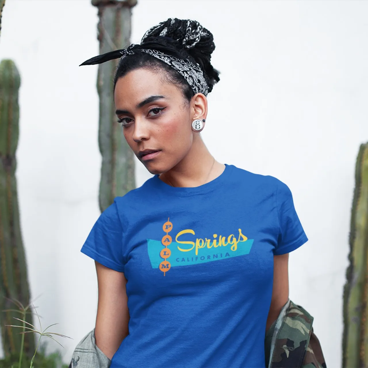 Palm Springs Retro Diner Design Unisex T-shirt - Royal Blue