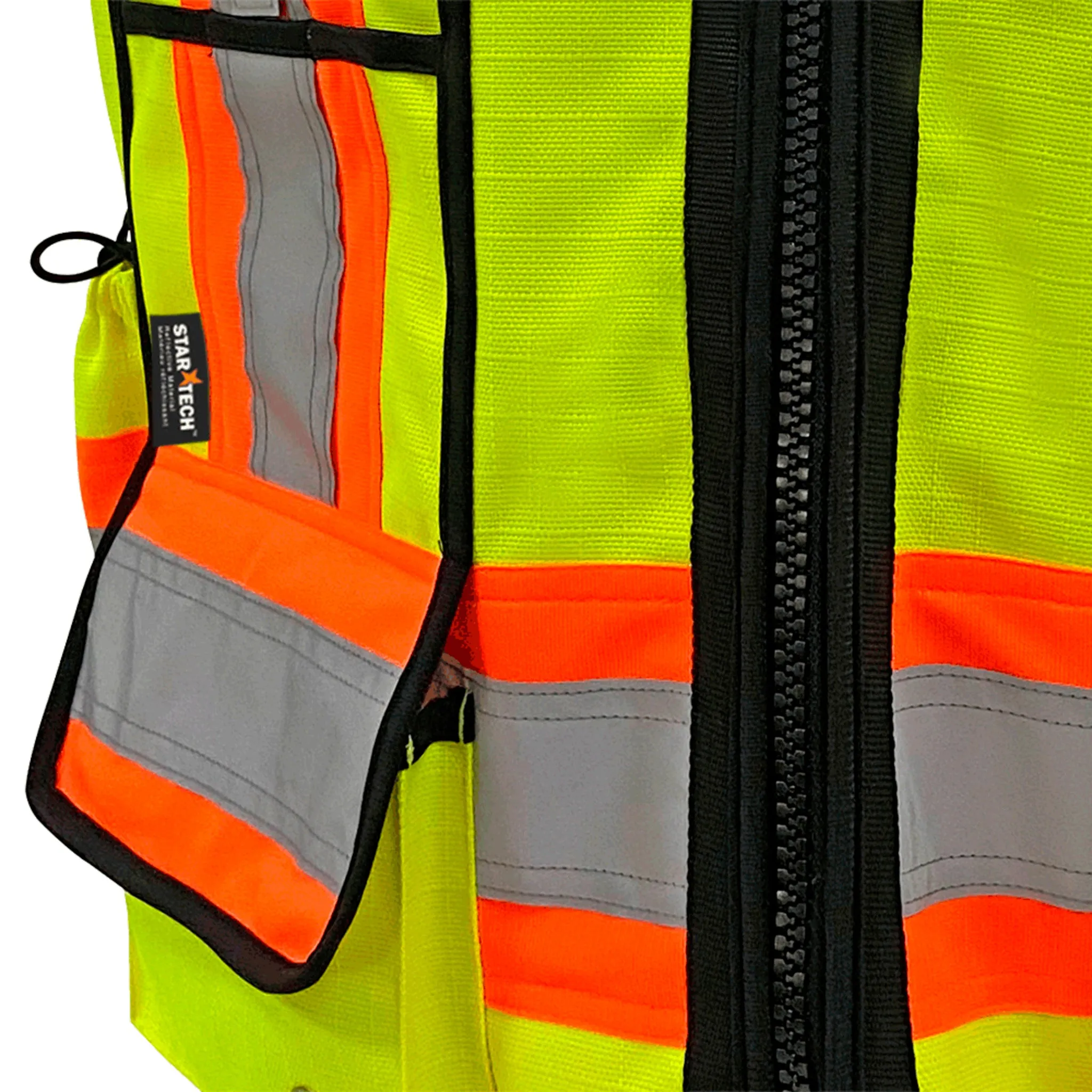 Pioneer Men's Hi Vis Surveyor's Vest, 1200D Oxford Polyester, CSA/ANSI Certified, Reflective Tape, Padded Collar, Multipurpose Pockets | Sizes S-5XL