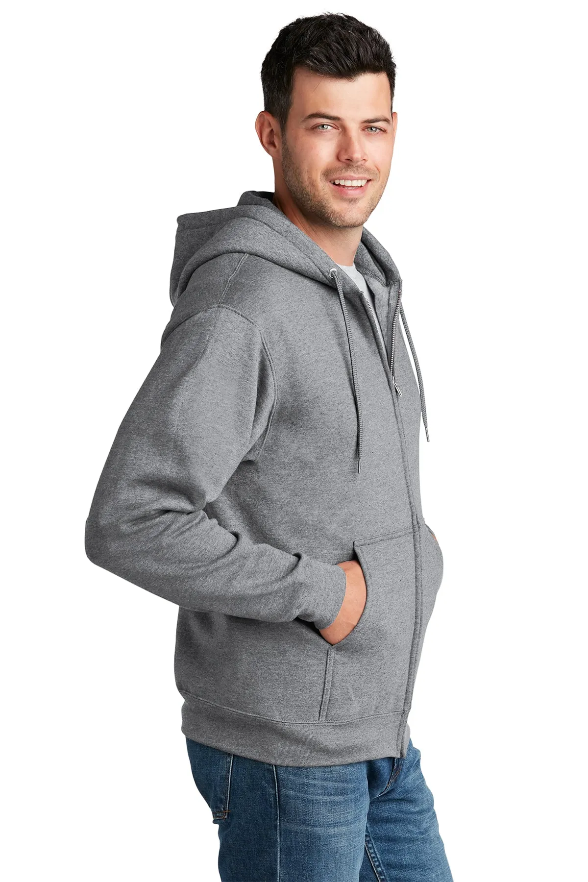 Port & Company Core Fleece Custom Zip Hoodies, Athletic Heather