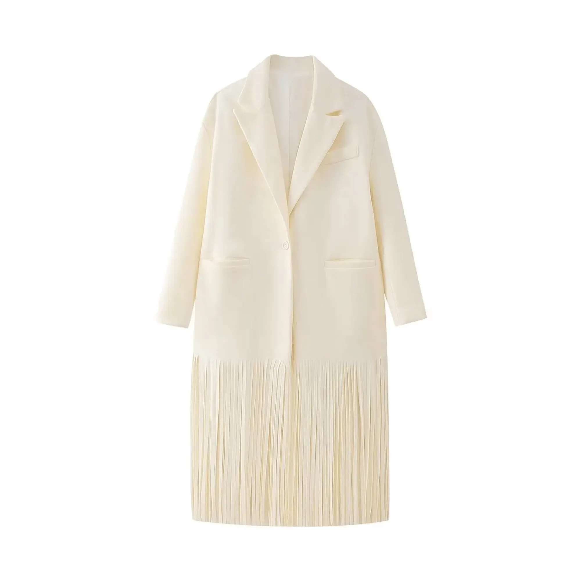 Pre Order:  Beige Long Tassels Loose Coat