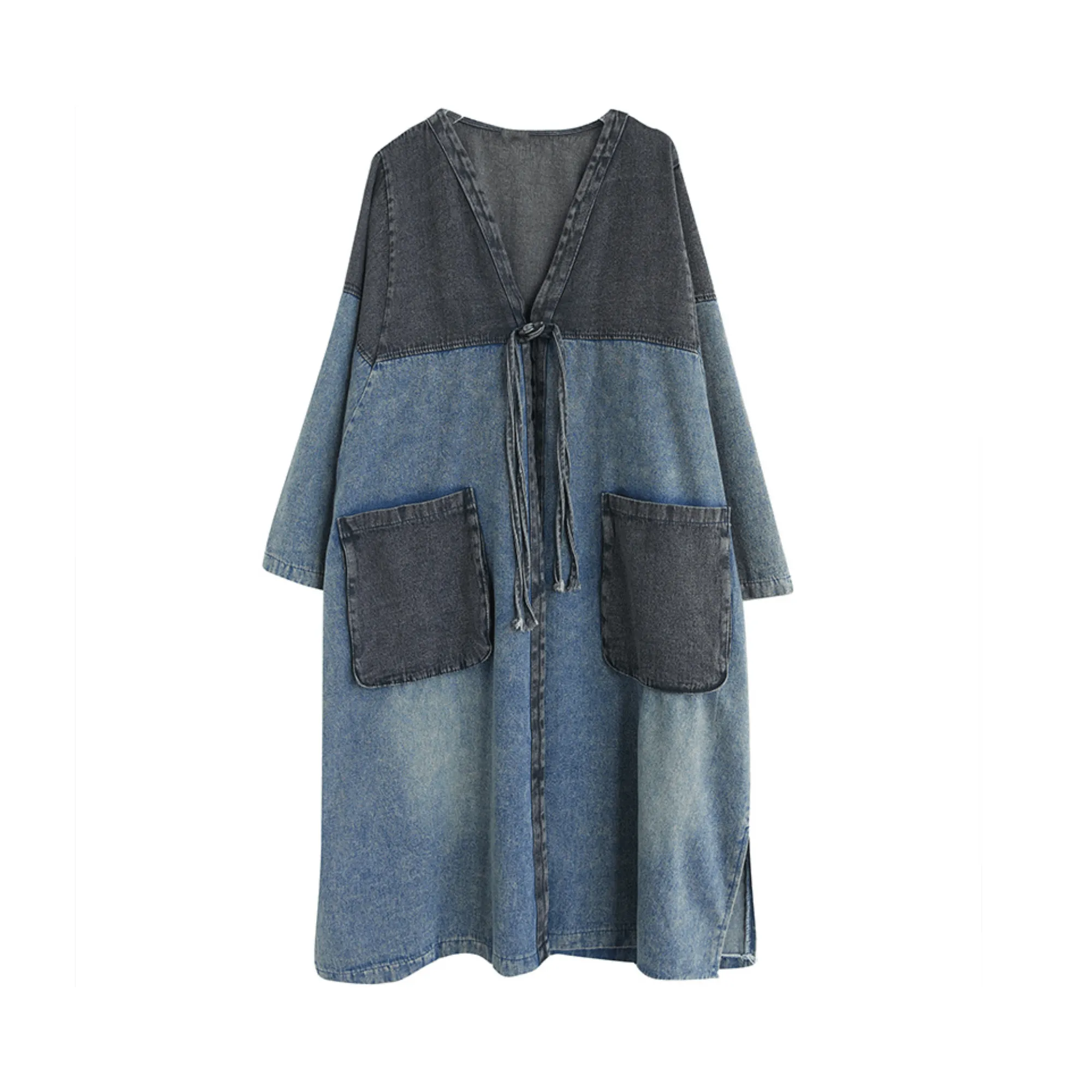 Pre Order:  Big Pockets Split Denim Coat