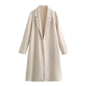 Pre Order:  Notched Lapel Open Long Overcoat