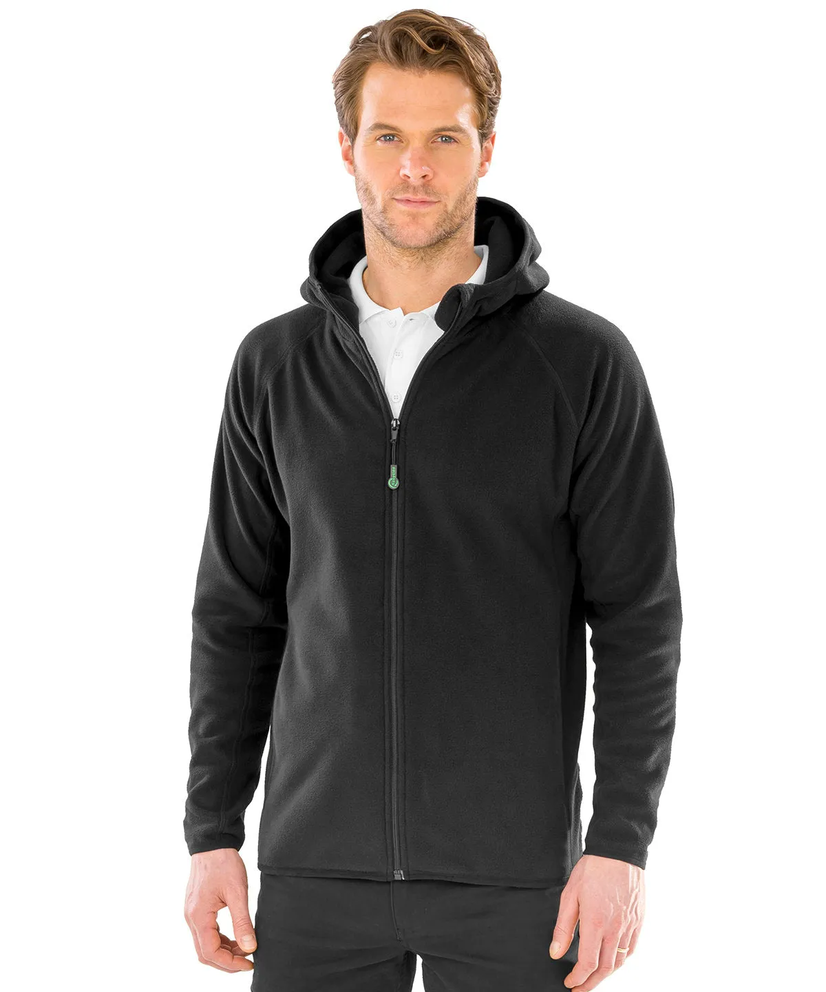 Recycled hooded microfleece jacket | Black