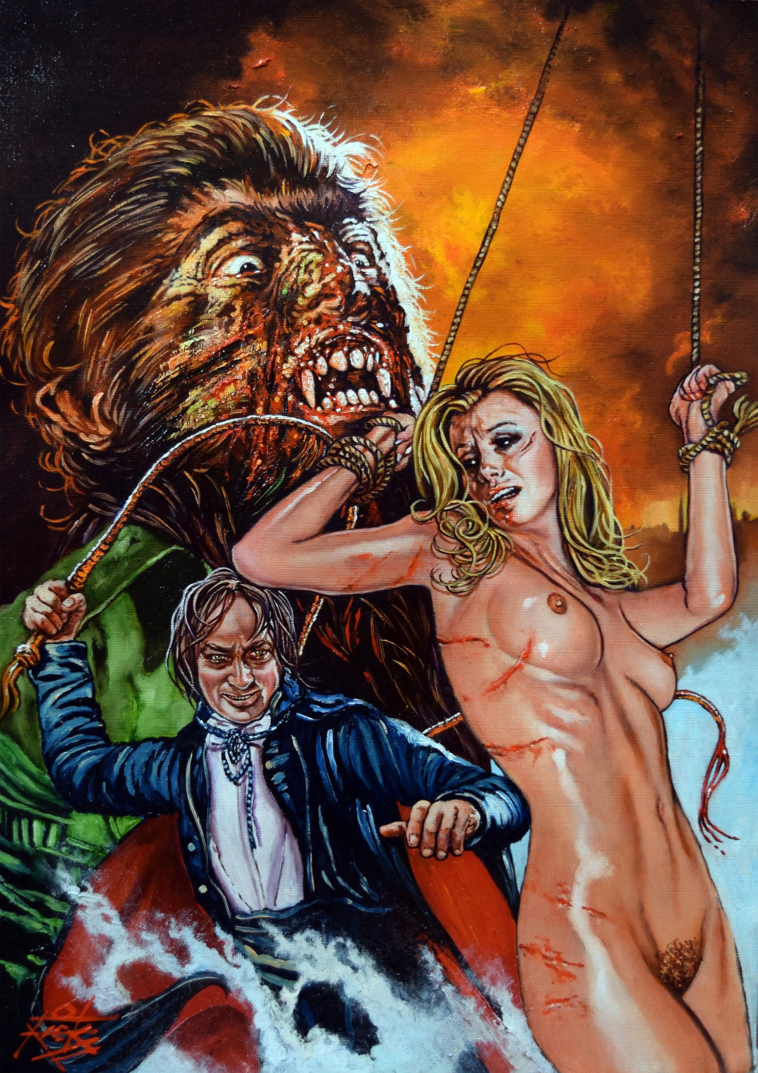 Rick Melton - Dr Jekyll Vs The Wolfman - Classic Horror - Art Print