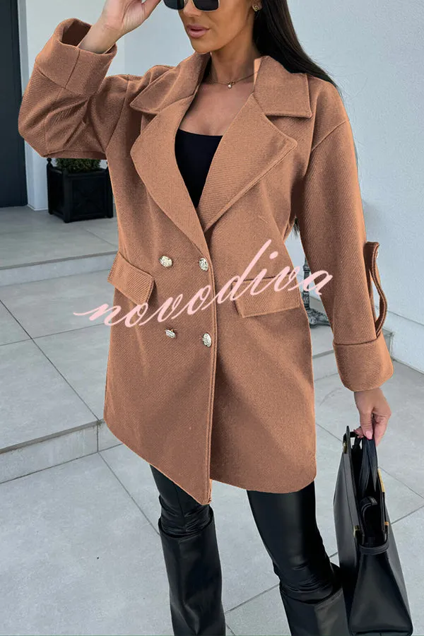 Stylish Lapel Double-breasted Loose Coat