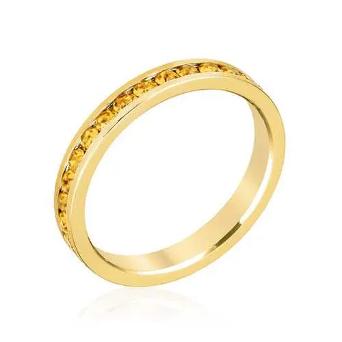 Stylish Stackables Yellow Crystal Gold Ring