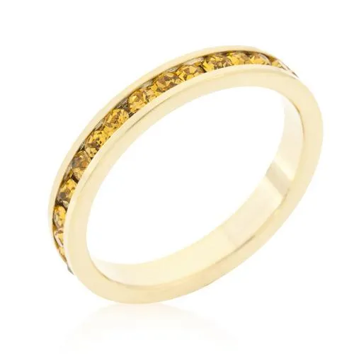 Stylish Stackables Yellow Crystal Gold Ring