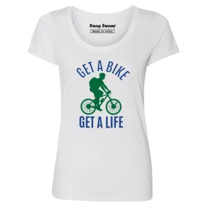 Swag Swami Women's  Get A Bike Get A Life T-Shirt