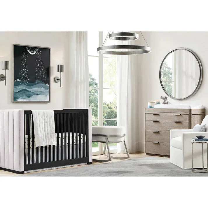 The Baby Atelier 100% Organic Upholstered Panel Crib Black