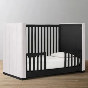 The Baby Atelier 100% Organic Upholstered Panel Crib Black